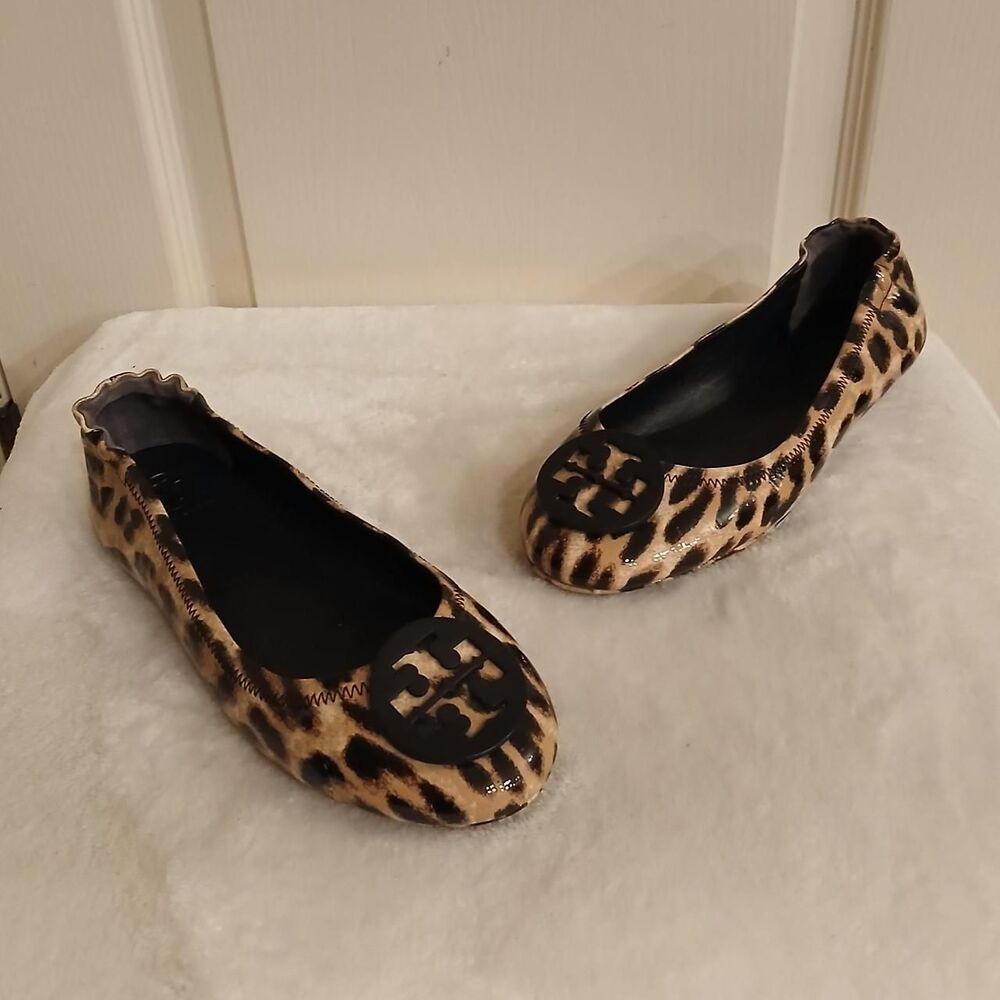 Tory Burch Minnie Travel Leopard Print Ballet Flats Size 7.5